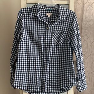 Navy plaid button up shirt